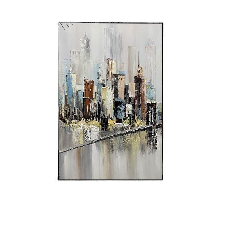 Hand Painted Colorful Knife Oil Painting on Canvas Living Room Decor Abstract Wall Painting